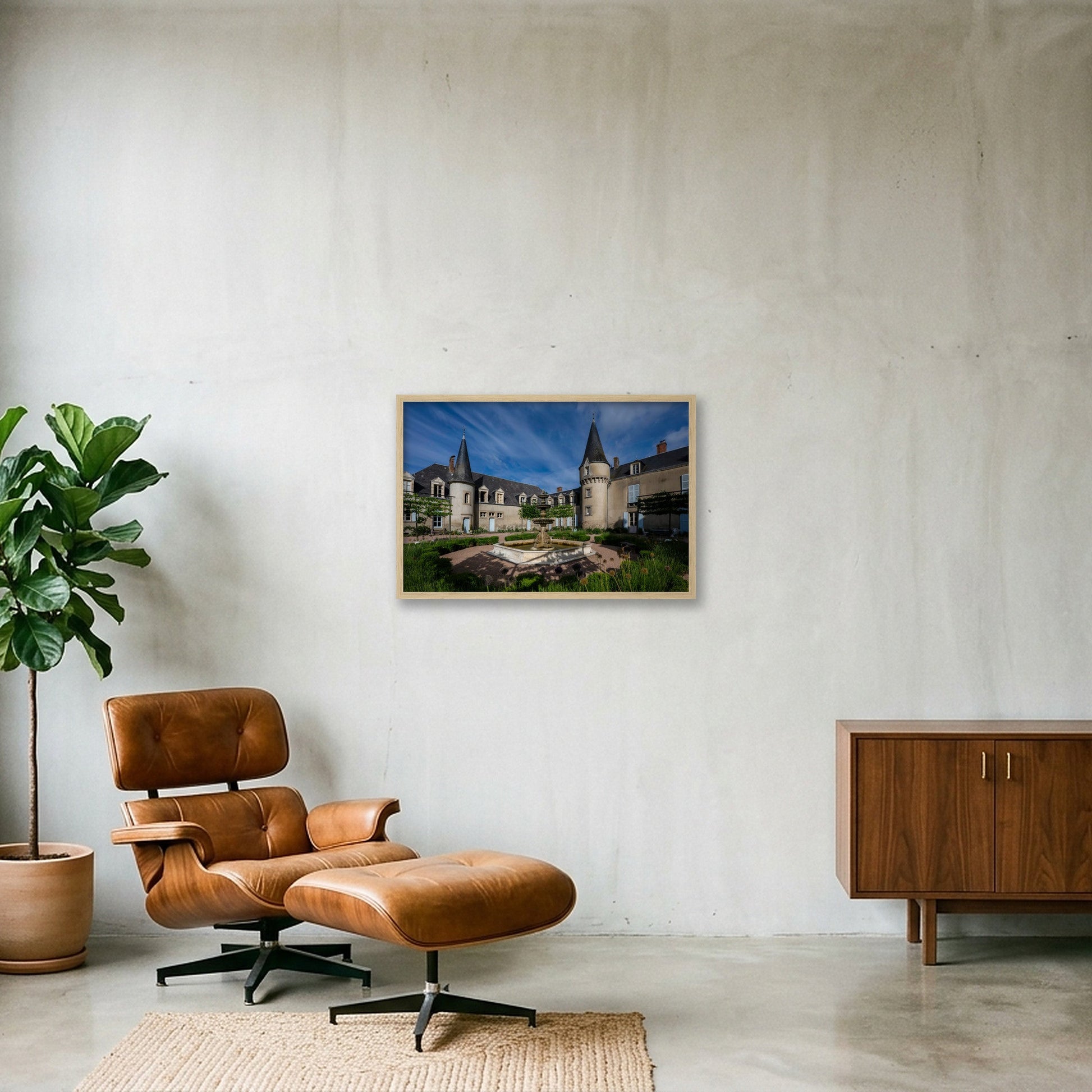 Chateau Courtyard — 60×40cm, 24×16" Oak Frame