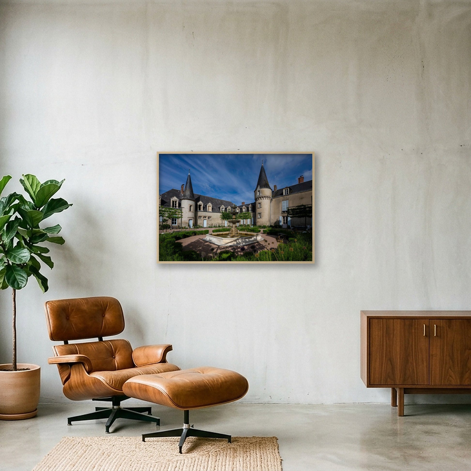 Chateau Courtyard — 100×70cm, 39×28" Oak Frame