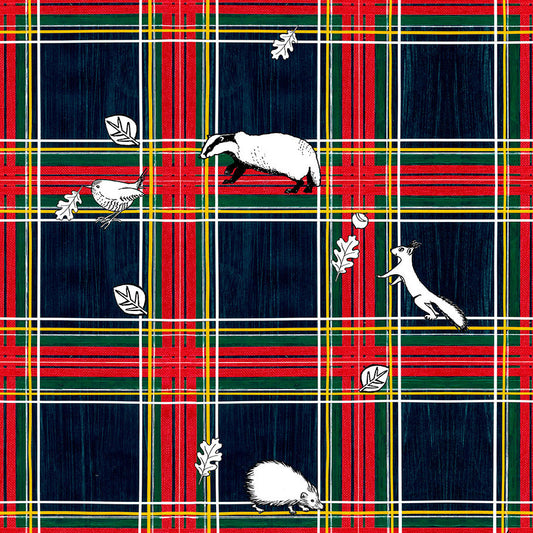 The Woodland Watch Tartan Wrapping Paper Design